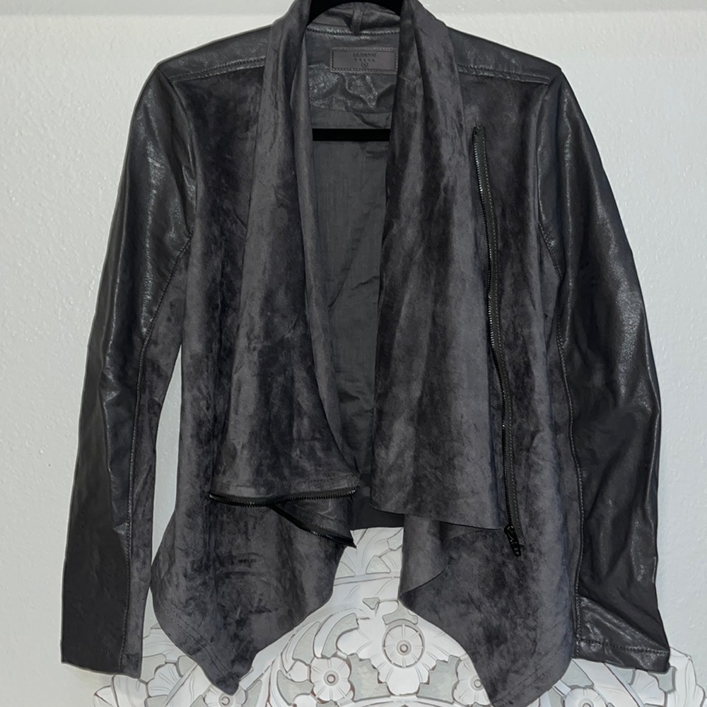 Faux suede and leather jacket